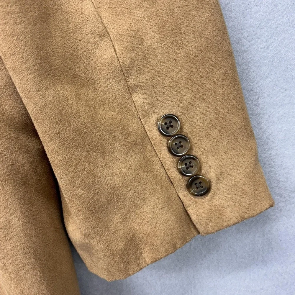 Chaps Blazer Mens 44R Tan Faux Suede Sport Coat 2 Button Notch Lapel Paisley - Picture 8 of 11